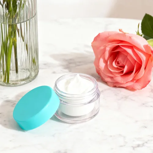 Miniatura 4 de Tarros cosméticos de plástico transparente con tapas blancas (verde)