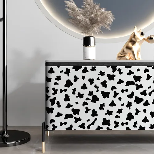Miniatura 5 de Papel de contacto con puntos blancos y negros, papel tapiz con diseño de vaca para despegar y pegar, autoadhesivo, lindo papel de pared extraíble