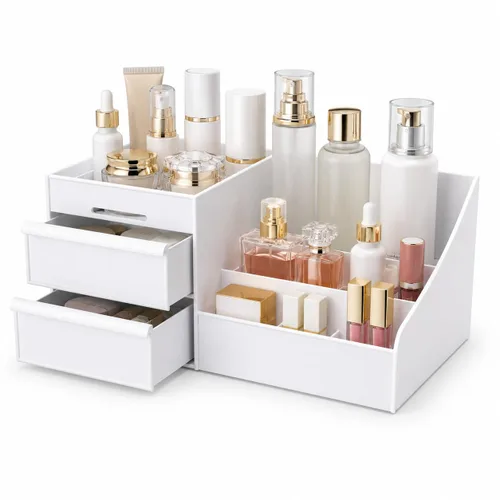 Miniatura 9 de Organizador de colonia negro para hombres - Organizador grande de mostrador con cajones para colonia, perfume, afeitado y cuidado de la piel