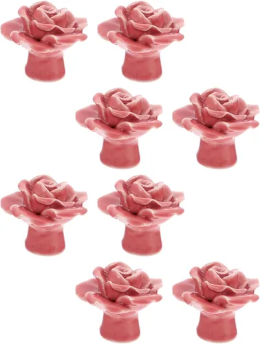 Miniatura 2 de LIFKOME 8 tiradores de rosas de cerámica para gabinete, pomos de armario para cajones, pomos de puerta de flores de rosas florales, pomos