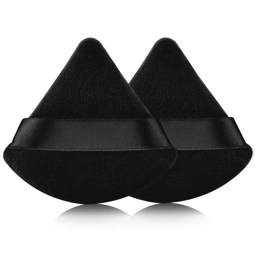 2 piezas EVAOUXIU esponjas triangulares para polvo facial, esponjas suaves y mullidas para maquillaje, esponjas cosméticas de terciopelo para base