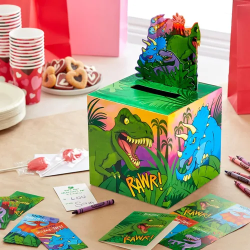 Miniatura 2 de Hallmark Tarjetas de dinosaurio para el día de San Valentín para niños con buzón desplegable para intercambio en el aula