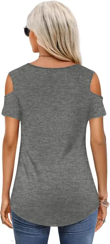 Miniatura 2 de Amoretu - Camisetas básicas de manga larga con hombros descubiertos para mujer