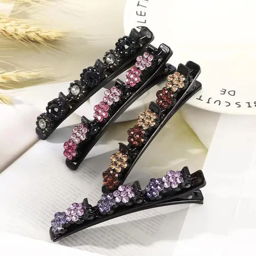 Miniatura 6 de 3 piezas de banda de doble capa, diadema trenzada, horquilla de cocodrilo, pinzas para el cabello, flequillo mágico, horquilla para el cabello