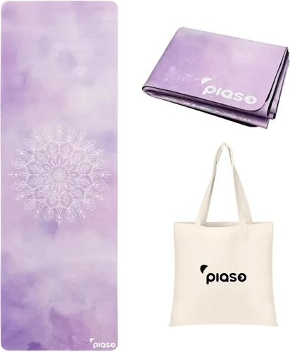 Esterilla de yoga de viaje antideslizante, esterillas de fitness de pilates, ecológicas de 0.059 in de grosor para mujeres, esterillas de ejercicio