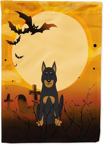 Miniatura 240 de Caroline's Treasures BB4307GF - Bandera de Halloween Airedale para jardín, bandera decorativa para patio exterior, obras de arte de patio, macizos