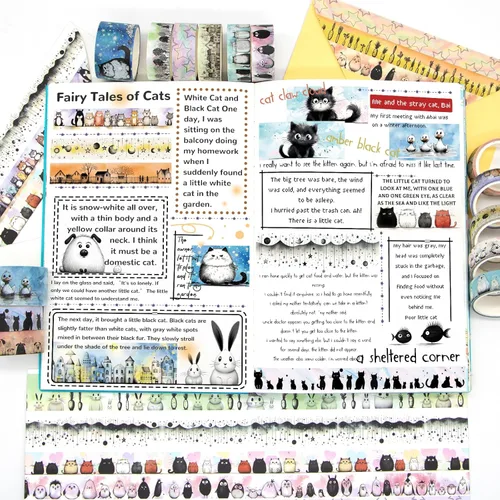 Miniatura 5 de Lindo juego de cinta washi – 24 rollos de cinta washi decorativa de animales Kawaii para suministros de álbumes de recortes, suministros de diario