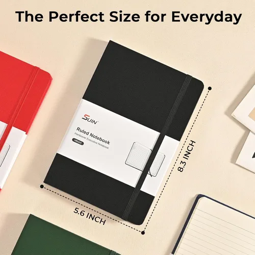 Miniatura 3 de SUIN Cuadernos rayados para el trabajo, la escuela y el diario, tapa dura, tamaño mediano A5 de 5.6 x 8 pulgadas, 160 páginas, papel grueso de 3.53