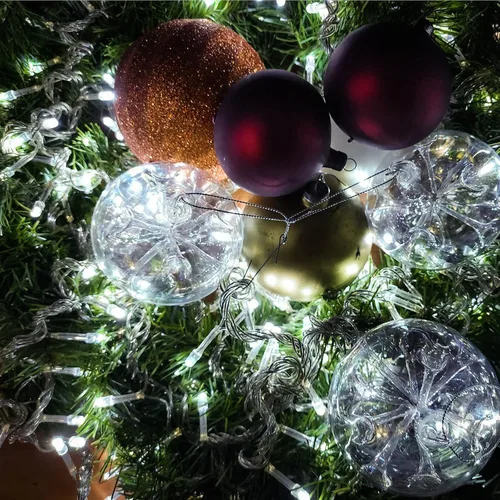 Miniatura 3 de Tira de luces de Navidad, 33 pies, 100 luces LED blancas para árbol de Navidad, tira de luces conectables para interiores, cable transparente, 8