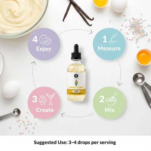 Miniatura 9 de Extracto Natural de Maíz Dulce Dolce Flav – 2 onzas Soluble en Agua, Kosher, Sin Azúcar, Sabor Concentrado de Maíz Dulce y Sabroso para Hornear, Pan