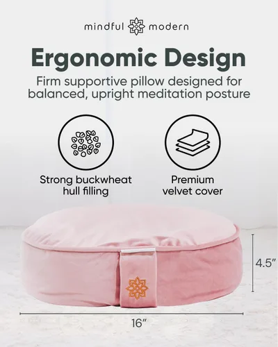 Miniatura 3 de Mindful Modern Velvet Meditation Cushion Luxe Zafu Yoga Floor Pillow Seat Posture Support Buckwheat Hull Filled Large Round Cushion with