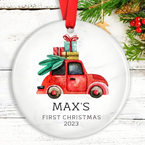 Miniatura 18 de Adornos de Navidad personalizados para camión volquete, adorno personalizado para bebé, adornos para árbol de Navidad para niños, adornos de camión