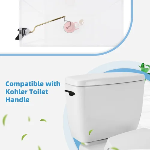 Miniatura 4 de Kit universal de repuesto para manija de inodoro negra, mango de inodoro de montaje lateral/angular, compatible con Kohler Mate negro