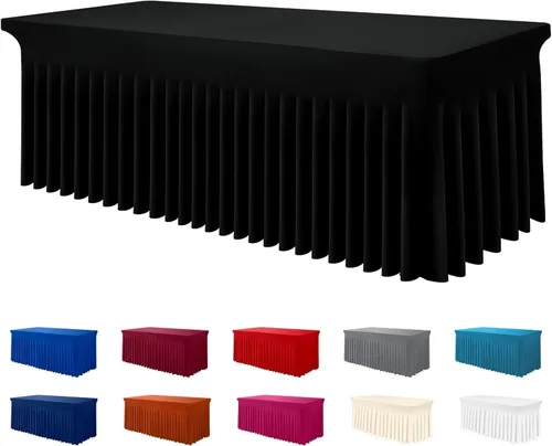 Miniatura 29 de Smiry Mantel de Spandex, Mantel Elástico Ajustable Extensible para Mesas Rectangulares de 6 Pies, Falda Cubierta de Mesa Impermeable y Lavable