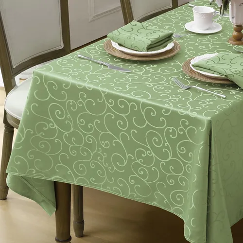 Miniatura 13 de Romanstile Mantel Rectangular de Jacquard, Mantel de Mesa Impermeable Elegante con Patrón Floral Rizado de Damasco, Cubierta de Mesa Decorativa