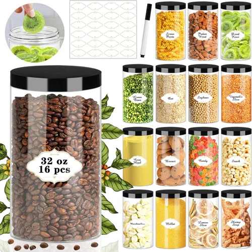 Miniatura 8 de PeacePeo Tarros de plástico de 8 onzas con tapas, recipientes de limo con tapas, 48 tarros de almacenamiento de plástico redondos herméticos de boca