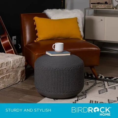 Miniatura 6 de BIRDROCK HOME Puf otomano para exteriores Taburete impermeable tejido a mano con relleno de bolsa de cuentas Reposapiés bohemio para patio, sala