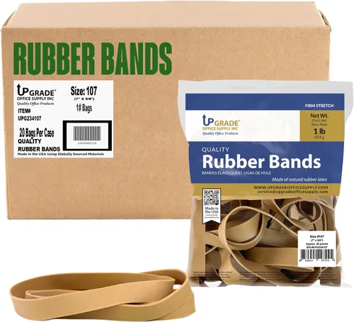 Miniatura 7 de Upgrade Office Supply UPG234107 Bandas de goma, tamaño #107 (7 pulgadas x 5/8 pulgadas), 40 bandas, bolsa de 1 libra, resistente, EE. UU