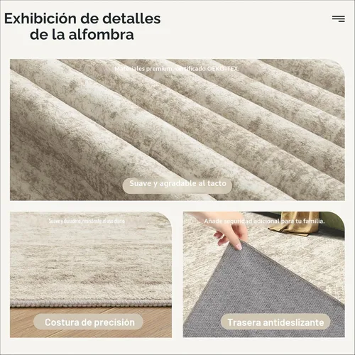 Miniatura 6 de Soalmost Alfombras de Área de 9x12 para Sala de Estar, Alfombras Vintage Antideslizantes Lavables a Máquina, Alfombra Grande Ligera de Pelo Bajo
