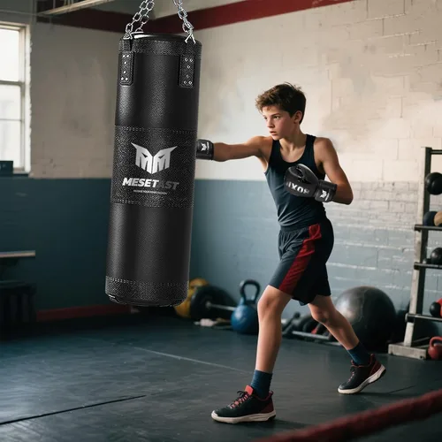 Miniatura 7 de Mesetast Saco de boxeo para niños y adolescentes, saco de boxeo para niños de 2.7 pies con guantes de boxeo de 8 onzas para jóvenes, boxeo, artes
