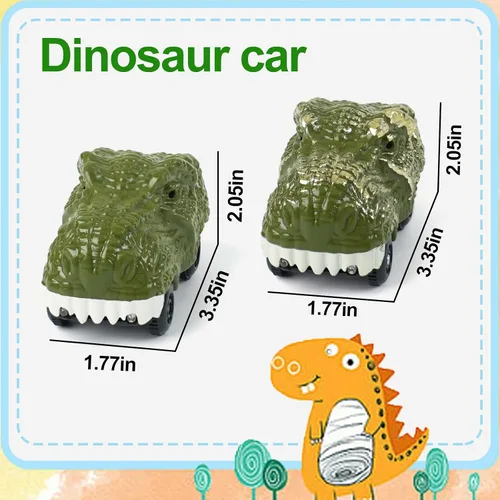 Miniatura 5 de GIAT Accesorios de Coche de Pista de Dinosaurios - Regalos de Cumpleaños para Niños de 3 4 5 6 7 Años - Paquete de 2 Coches de Juguete con Luz LED