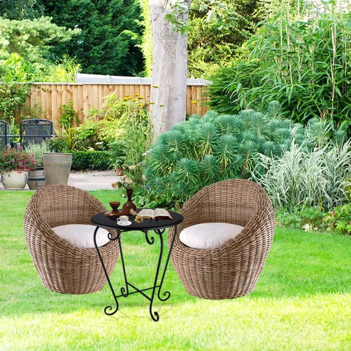 Miniatura 2 de Mesa auxiliar pequeña para patio, mesa auxiliar redonda de metal, resistente a la intemperie, antioxidante, para exteriores, para jardín, porche