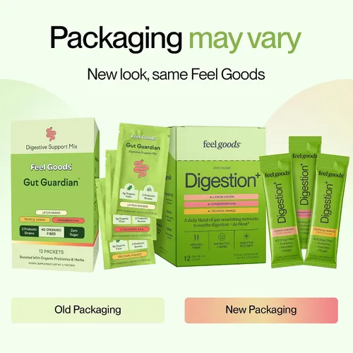Miniatura 9 de Feel Goods Digestion+, salud intestinal, mezcla de fibra orgánica y probióticos, enzimas digestivas para alivio de la hinchazón, limpieza intestinal