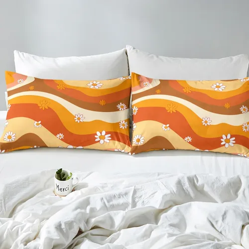 Miniatura 8 de Juego de sábanas bajeras retro de flores hippie para niños y niñas, juego de ropa de cama con estampado de flores, tamaño individual, juego
