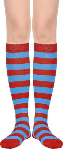 Miniatura 2 de Calcetines deportivos hasta la rodilla para mujer, para deportes al aire libre, medias altas hasta el muslo, calcetines casuales a rayas