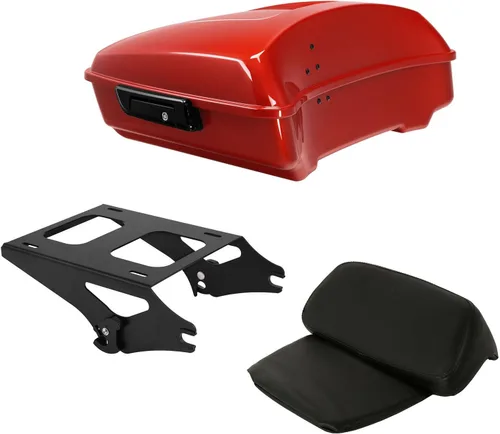 Miniatura 28 de TCT-MOTORPARTS Atlas Silver Metálico Maletero de Viaje Modificado con Respaldo y Montaje en Rack Adecuado para Harley Touring 14-25 Street Glide