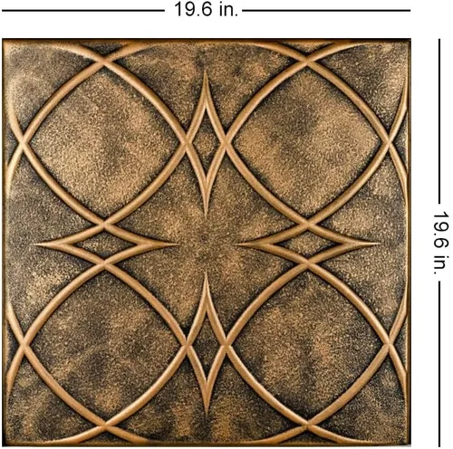 Miniatura 2 de À LA MAISON CEILINGS R82 - Azulejos de techo de espuma con pegamento de círculos y estrellas (21.6 pies cuadrados/caja), paquete de 8, color dorado