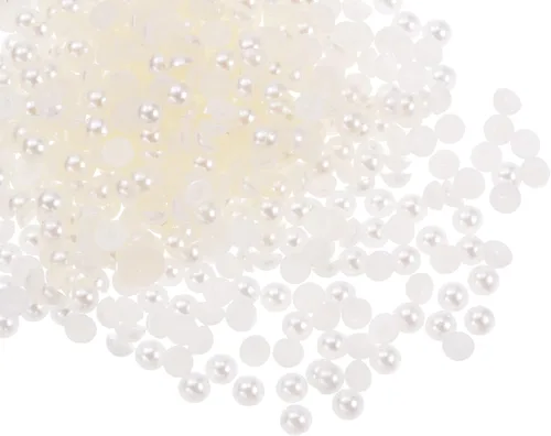 HARFINGTON 3000 cuentas de media perla de acrilonitrilo butadieno estireno (ABS) de 0.157 pulgadas (0.157 in), perlas de imitación brillantes para