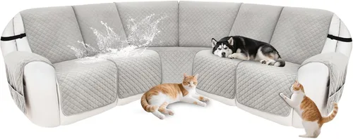 Miniatura 46 de Fundas para sofá modular reclinable, de terciopelo en forma de L, funda de consola central para perros y mascotas, lavable antideslizante, 1 funda