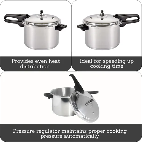 Miniatura 2 de Mirro 92160A Olla a presión de aluminio pulido 10-PSI Utensilios de cocina, 6 cuartos de galón, plata