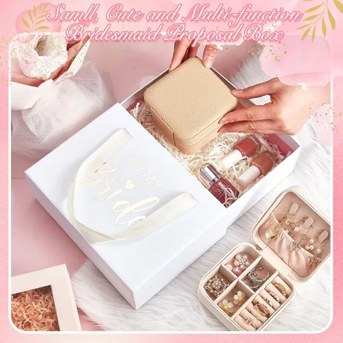 Miniatura 3 de 6 piezas de joyería de viaje, organizador de viaje, caja de joyería pequeña, cajas de regalo para dama de honor, mini organizador de almacenamiento