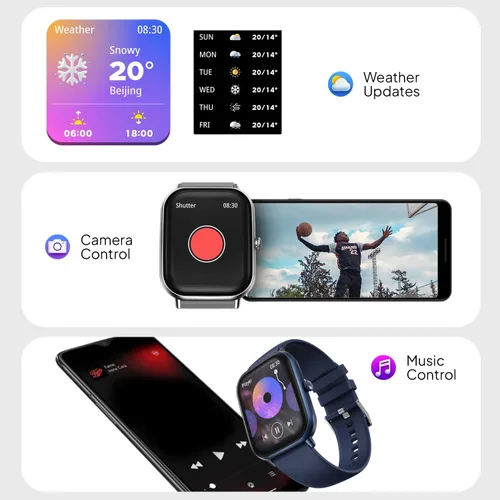 Miniatura 10 de Fire-Boltt Ninja Call Pro Max - Reloj inteligente con pantalla HD de 2.010 in (2.01 pulgadas), llamadas Bluetooth, más de 120 modos deportivos, Azul