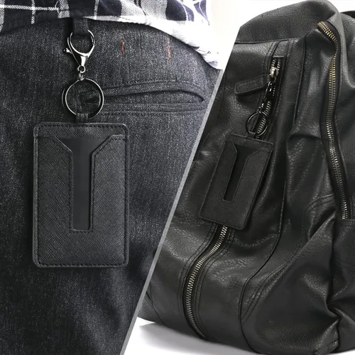 Miniatura 5 de Amiss Clip para llave de automóvil, funda de cuero y llavero de metal para Tesla Model 3 y Model Y, accesorios exteriores para interior del Negro