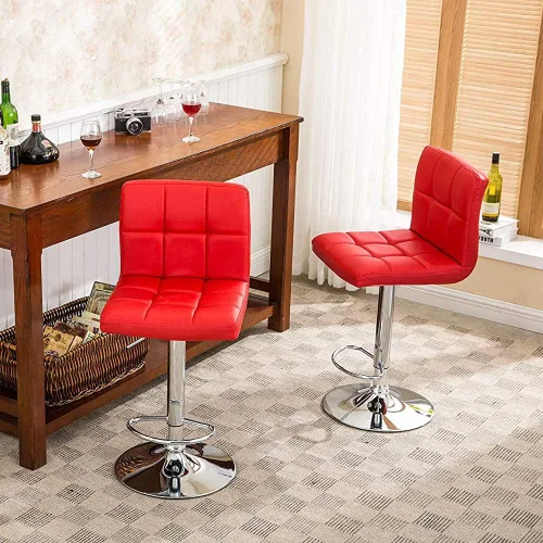 Miniatura 3 de Taburetes de bar ajustables, modernos taburetes de bar giratorios ajustables de piel sintética, sillas hidráulicas de altura con respaldo, juego