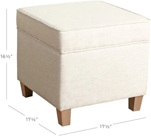 Miniatura 3 de Homepop Decoración del hogar K7342-F2067 Otomana clásica cuadrada de almacenamiento con tapa desmontable Otomana con almacenamiento para sala