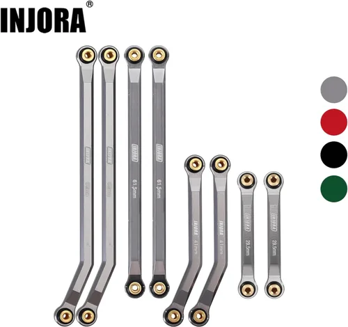 Miniatura 6 de INJORA Juego de 4 eslabones de aluminio CNC para SCX24 AXI90081 Deadbolt AXI00004 Axial 1/24 RC Crawler Car,8 piezas (gris)