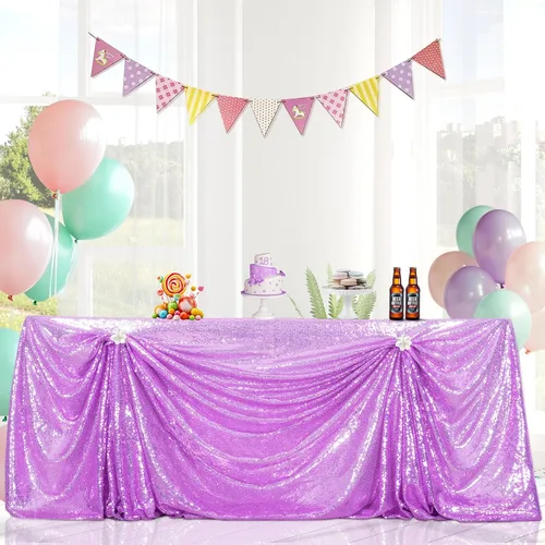 Miniatura 106 de PartyDelight Mantel de lentejuelas redondo de 50 pulgadas, color dorado claro, adorno de mesa para decoración de bodas, fiestas, cumpleaños