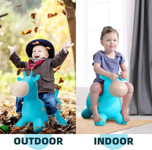 Miniatura 5 de Caballo Saltarín de Jirafa para Niños Pequeños, Animales Saltadores Caballo Saltarín, Juguetes Inflables Saltadores para Montar Regalos para Niños