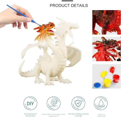 Miniatura 3 de Ferthor Fun Dragon Toys Kit de pintura de dragón, juego de manualidades para niños con juguete educativo de 13 colores para pintar tu propio regalo