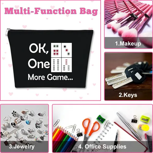 Miniatura 7 de Mxrymvu 2 bolsas de maquillaje Mahjong para niñas, regalo para amantes de Mahjong, bolsa de cosméticos, regalo de jubilación, regalo divertido