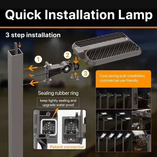 Miniatura 3 de Luz LED de estacionamiento de 300 W, instalación rápida, luz de caja de zapatos de montaje de brazo ajustable 5000K, 45000lm luz del atardecer al