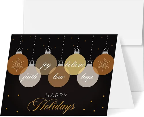 Tarjetas de felicitación 2026 "Happy Holidays, Love, Faith, Hope, Joy, Believe" - Felicidades de Navidad y Año Nuevo, invitaciones, tarjetas de