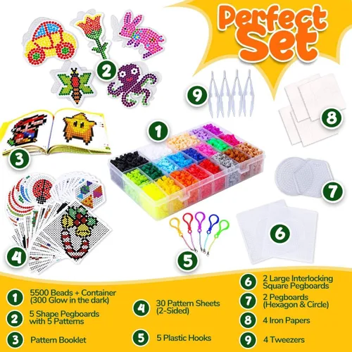 Miniatura 2 de Goody King Kit de cuentas fusibles de artes y manualidades para niños con instrucciones (idioma español no garantizado) – Juego de cuentas