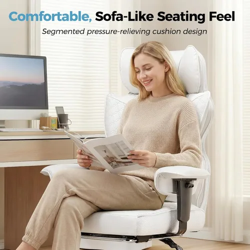 Miniatura 8 de COMHOMA Silla de Oficina de Escritorio 400LBS Sillas de Oficina Grandes y Altas Sillas Ergonómicas para Juegos con Asiento Ancho Silla de Cuero