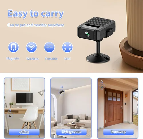 Miniatura 6 de Minicámara 2026 Actualización de seguridad inalámbrica Cámara pequeña WiFi 1080P Micro Magnetic Niñera Cam con detección de movimiento, gran angular