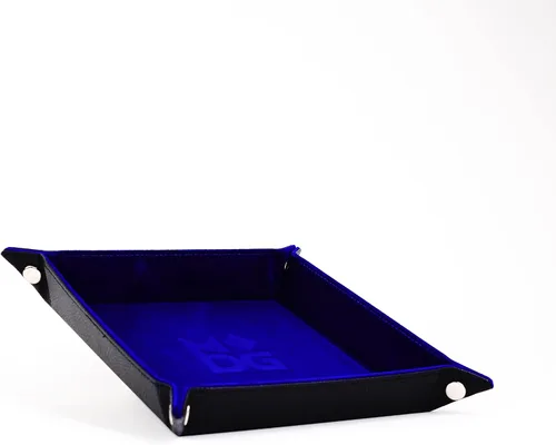 Miniatura 6 de FanRoll - Bandeja plegable de terciopelo para dados con respaldo de piel sintética: azul, juego de rol, accesorios de dados para Calabozos y Dragones